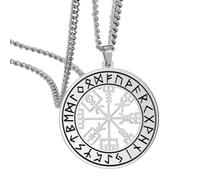 SIPURIS Collar vikingo Vegvisir para hombre, runas vikingas celtas, collar de brújula Odin nórdico, collar de acero inoxidable, amuleto pagano, joyería regalo para hombres y mujeres