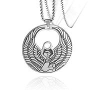 SIPURIS Diosa Egipcia Isis Collar para Hombres Mujeres Egipto Símbolo Alado Isis Acero Inoxidable Vintage Wiccan Pagano Amuleto joyería para Regalo