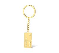 SIPURIS Domino - Llavero con dijes de tarjeta, números de juego, mini colgante de juguete, joyería para mujeres y hombres, Oro, 1.1*0.51in