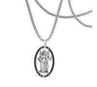 SIPURIS Hekate - Collar con colgante de diosa de la luna triple, diseño de la rueda de la hecate, amuleto de Wicca mágica, joya para hombres y mujeres, 1.5*0.95in, Acero inoxidable, No es una piedra