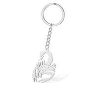 SIPURIS Llavero de escorpión para hombre, colgante de constelación de Escorpio, joyería de insectos para mujer, plateado, 1.46*0.83in