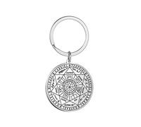 SIPURIS Llavero para hombres y mujeres, el Sello de los Siete Arcángeles, llavero con sello de Salomón, Cabalá, regalo de joyería, Talla única, Acero inoxidable, Sin gemas.