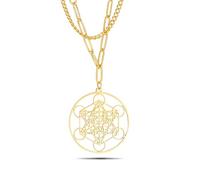 SIPURIS Metatron - Collar de cubo para mujeres y hombres, arcángeles sagrados, sello del rey Salomón, collar de cadena de ángel para hombre, collar de cadena de acero inoxidable con geometría