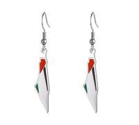 SIPURIS Pendientes con diseño de mapa de Palestina, diseño de bandera de Israel, joyería patriótica para mujer, regalo Judaica, One Size, Acero inoxidable, Sin piedra preciosa