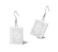 SIPURIS Pendientes con forma cuadrada de Alá para el Islam Surah, Corán, amuleto musulmán, aretes religiosos para cumpleaños, 1.06*0.79in/27*20mm, Acero inoxidable, Sin piedra preciosa