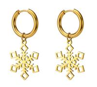 SIPURIS Pendientes de copo de nieve para mujer, ligeros, con diseño de copo de nieve, diseño de flor de invierno, con gancho, joyería para fiestas, Talla única, Acero inoxidable, Sin piedra preciosa