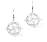 SIPURIS Pendientes de cruz de Santa Brígida, aretes de Santa Brígida, talismán celta irlandés, joyería religiosa cristiana pagana para mujer y hombre, 1.38*1.46in, Acero inoxidable, Sin piedra