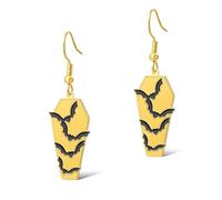 SIPURIS Pendientes de murciélago, bruja, mascota, noche, elfo, murciélago, ataúd, aretes de acero inoxidable, accesorios de Halloween, joyería para mujer, Talla única, Acero inoxidable, Sin piedra