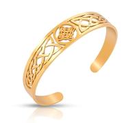 SIPURIS Pulsera de nudo de bruja para mujeres y hombres, pulsera de nudo celta vikingo, brazalete de acero inoxidable, pulsera geométrica ajustable, brazalete abierto, amuleto de protección (nudo de