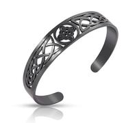 SIPURIS Pulsera de nudo de bruja para mujeres y hombres, pulsera de nudo celta vikingo, brazalete de acero inoxidable, diseño geométrico, ajustable, pulsera abierta, amuleto de protección de brujas