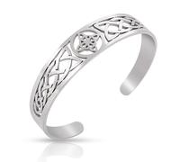 SIPURIS Pulsera de nudo de bruja para mujeres y hombres, pulsera de nudo celta vikingo, brazalete de acero inoxidable, diseño geométrico, ajustable, pulsera abierta, amuleto de protección de brujas