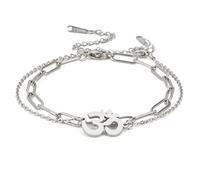 SIPURIS Pulsera Om para mujer, símbolo Om Ohm Aum, Buda hindú, yoga, mediación, cadena en capas, pulsera de acero inoxidable, joyería ajustable, uniform size, Acero inoxidable, No es una piedra