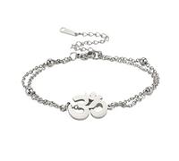 SIPURIS Pulsera Om para mujer, símbolo Om Ohm Aum, Buda hindú, yoga, mediación, cadena en capas, pulsera de acero inoxidable, joyería ajustable, uniform size, Acero inoxidable, No es una piedra
