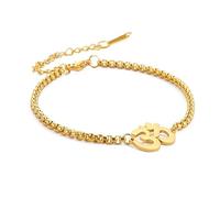 SIPURIS Pulsera Om para mujer, símbolo Om Ohm Aum, Buda hindú, yoga, mediación, cadena en capas, pulsera de acero inoxidable, joyería ajustable, uniform size, Acero inoxidable, No es una piedra