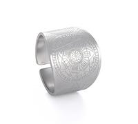 SIPURIS Seals of The Seven Arcángeles - Anillo de sello ajustable para hombre, amuleto de cábala, acero inoxidable, joyería para hombres y mujeres, 8, Acero inoxidable, Sin piedras preciosas