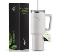 SIPX™ Vaso aislado con tapa y popote, vaso de 40 onzas con asa que mantiene el frío 12 horas, termo de botella de agua con tapa, vasos de café aislados reutilizables sin BPA, taza de viaje ideal para