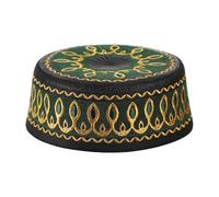 SIQITECHNO Gorro de oración musulmana kufi para hombre, bordado islámico, gorro de calavera Eid Ramadán, mezquita de Arabia Saudita, Verde, talla única