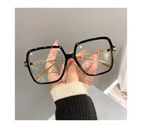 siqiwl Gafas de Lectura, Gafas cuadradas de Gran tamaño, luz Anti-Azul, Gafas de Marco de Metal Retro for Mujeres, anteojos de computadora (Color : +1, Size : Black)