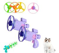 SiQiYu Celerypet Light-Up Flying Disc Cat Launcher Set,Celery Pets Flying Disc Launcher Toy,Cats Tracking Interactive Toys for Chasing Training Hunting (Purple, 2pcs)