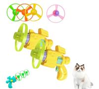 SiQiYu Celerypet Light-Up Flying Disc Cat Launcher Set,Celery Pets Flying Disc Launcher Toy,Cats Tracking Interactive Toys for Chasing Training Hunting (Yellow, 2pcs)