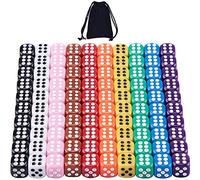 SIQUK 100 Piezas Dados de Colores 6 Caras Dados 10 Colores para Dados Juegos de Mesa, 12mm