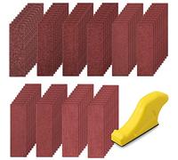 SIQUK 100 Piezas Hojas de Lija con Taco de Lija, Bloque de Lijado Manual con Papel de Lija Rectangular 40/60/80/120/180/240/320/400/600/800 Granos