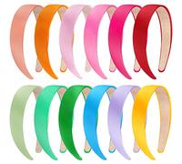 SIQUK 12 Piezas Diademas Anchas y Coloridas para Mujer, Satén Antideslizante