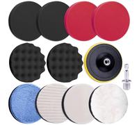 SIQUK 12 Piezas Esponja Pulir para Coche 80mm Almohadillas de Pulido Esponjas de Pulido Espuma Taladro Pulidora Pulido Lana con Adaptador de Taladro M14 para Pulidora Coche