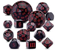 SIQUK 15 Piezas Dados Poliédricos D3-D100 para DND RPG, Negro y Rojo