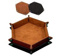 SIQUK 2 Piezas Bandeja Dados Cuero PU y Terciopelo Tablero Dados Plegable para DND RPG Juegos de Mesa, Negro y Marrón