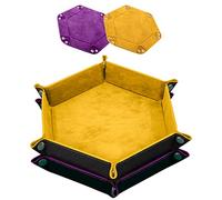 SIQUK 2 Piezas Bandeja Dados Tablero de Dados, Cuero PU y Terciopelo Tablero Dados Plegable para DND RPG (Amarillo, Violeta)