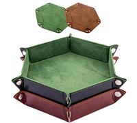 SIQUK 2 Piezas Bandeja Dados Tablero de Dados, Cuero PU y Terciopelo Tablero Dados Plegable para DND RPG (Verde, Camel)