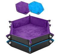 SIQUK 2 Piezas Bandeja Dados Tablero de Dados, Cuero PU y Terciopelo Tablero Dados Plegable para DND RPG Juegos de Mesa (Violeta, Azul Cielo)