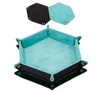 SIQUK 2 Piezas Bandeja Dados Tablero de Dados, Cuero PU y Terciopelo Tablero Dados Plegable para DND RPG (Azul Claro, Negro)