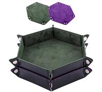 SIQUK 2 Piezas Bandeja Dados Tablero de Dados, Cuero PU y Terciopelo Tablero Dados Plegable para DND RPG (Verde Oscuro, Violeta)