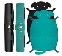 SIQUK 2 Piezas Bandeja de Dados Perros Tablero de Dado Plegable Tapete para Dados Cuero PU Dice Tray para DND RPG (Cian, Negro)