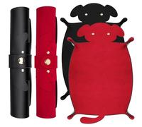 SIQUK 2 Piezas Bandeja de Dados Perros Tablero de Dado Plegable Tapete para Dados Cuero PU Dice Tray para DND RPG (Negro, Rojo)