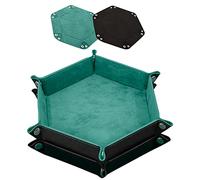 SIQUK 2 Piezas Bandeja de Dados Tablero de Dados de Doble Cara PU y Terciopelo Dice Tray Soporte de Dados para DND RPG y Otros Juegos de Mesa (Cian, Negro)