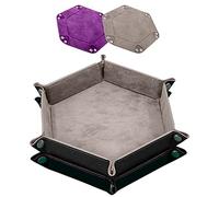 SIQUK 2 Piezas Bandeja de Dados Tablero de Dados de Doble Cara PU y Terciopelo Dice Tray Soporte de Dados para DND RPG y Otros Juegos de Mesa (Gris, Violeta)