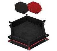 SIQUK 2 Piezas Tablero de Dados de Doble Cara PU y Terciopelo Dice Tray Soporte de Dados para DND RPG y Otros Juegos de Mesa (Negro, Rojo)