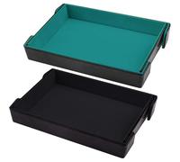 SIQUK 2 Piezas Tablero de Dados Magnético Bandeja de Dados Rectangular Tablero de Dados Plegable Dice Tray para DND RPG (Cian, Negro)