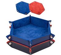 SIQUK 2 Piezas Tablero de Dados Plegable, Cuero PU y Terciopelo, Hexagonal, Azul Real Y Naranja