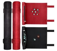 SIQUK 2 Piezas Tapete para Dados 2 en 1 Bandeja de Dados Plegable Bolsa Almacenamiento Tablero Dado Cuero PU con Cremallera para DND RPG (Rojo, Negro)