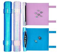 SIQUK 2 Piezas Tapete para Dados 2 en 1 Bandeja de Dados Plegable Bolsa Almacenamiento Tablero Dado Cuero PU con Cremallera para DND RPG (Azul Claro, Azul Lago)