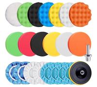 SIQUK 23 Piezas Esponja Pulir para Coche, Almohadillas de Pulido Kit Pulido Coche Esponjas de Pulido con Taladro Adaptador para Coche Pulir Lijado, 150mm