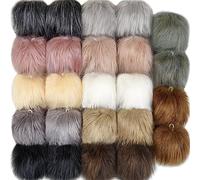 SIQUK 24 Piezas Pompones Artificial Faux Piel Pompones Bola para Bolsos Llaveros, 12 Colores