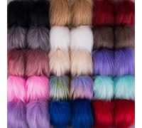 SIQUK 30 Piezas Pompones 15 Colores Artificial Piel Bola para Llaveros Bolsos