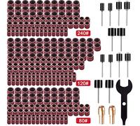 SIQUK 345 Piezas Tambores de Lijado Kit con 330 Piezas Tambores de Lijado, 12 Piezas Mandriles de Tambor, 2 Piezas Taladro Chuck y 1 Llave Inglesa para Dremel Herramienta Rotatoria