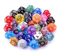 SIQUK 35 Piezas Dados de rol Poliédrico 12 Caras Dados de Colores para DND y Enseñanza de Matemáticas, con Bolsas