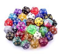 SIQUK 35 Piezas Dados de rol Poliédrico 20 Caras Dados de Colores para DND y Enseñanza de Matemáticas, con Bolsas